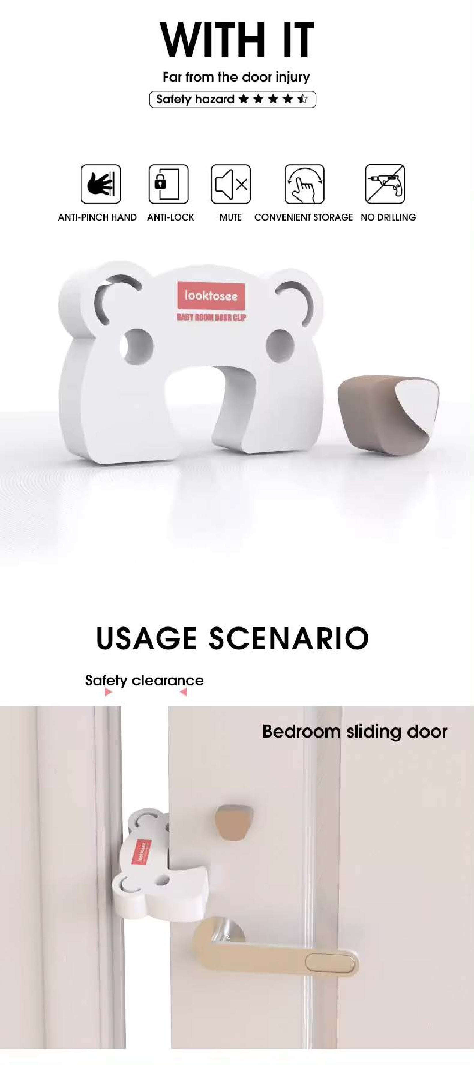 BABYDISE Sliding Door Stopper Finger Pinch Safety Guard