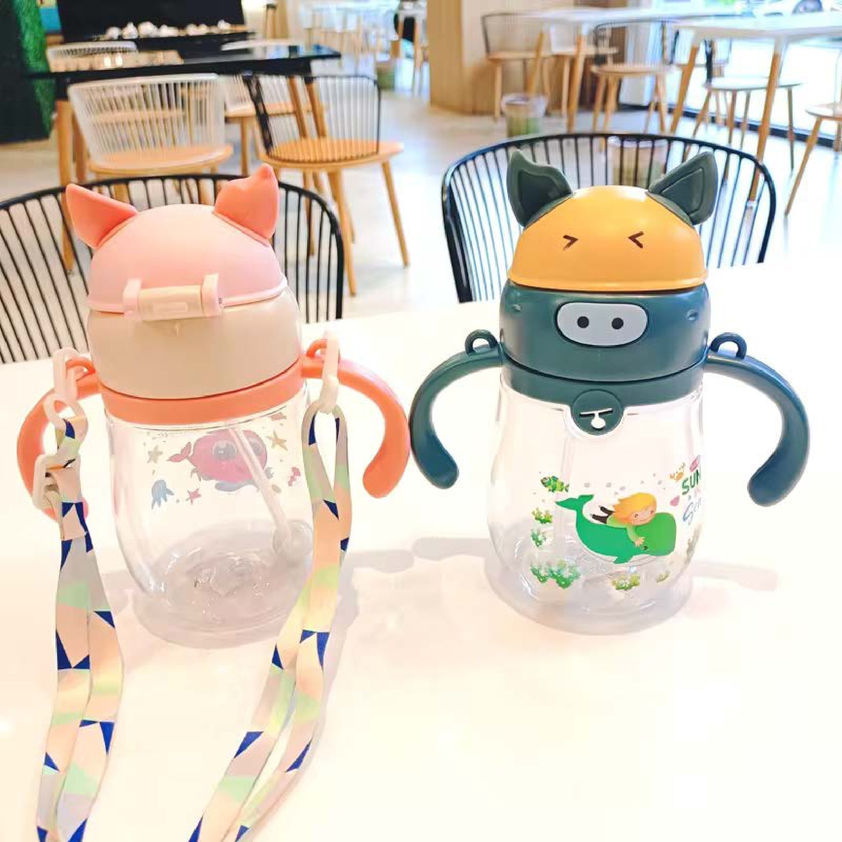 BABYDISE Piggy Weighted Straw Water Bottle