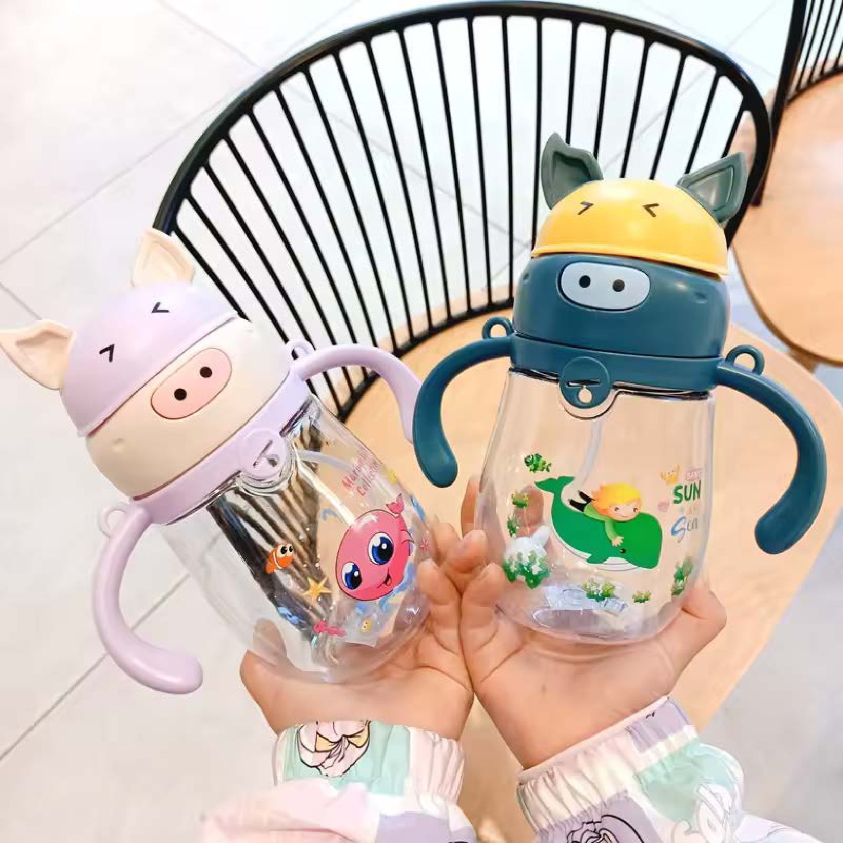 BABYDISE Piggy Weighted Straw Water Bottle