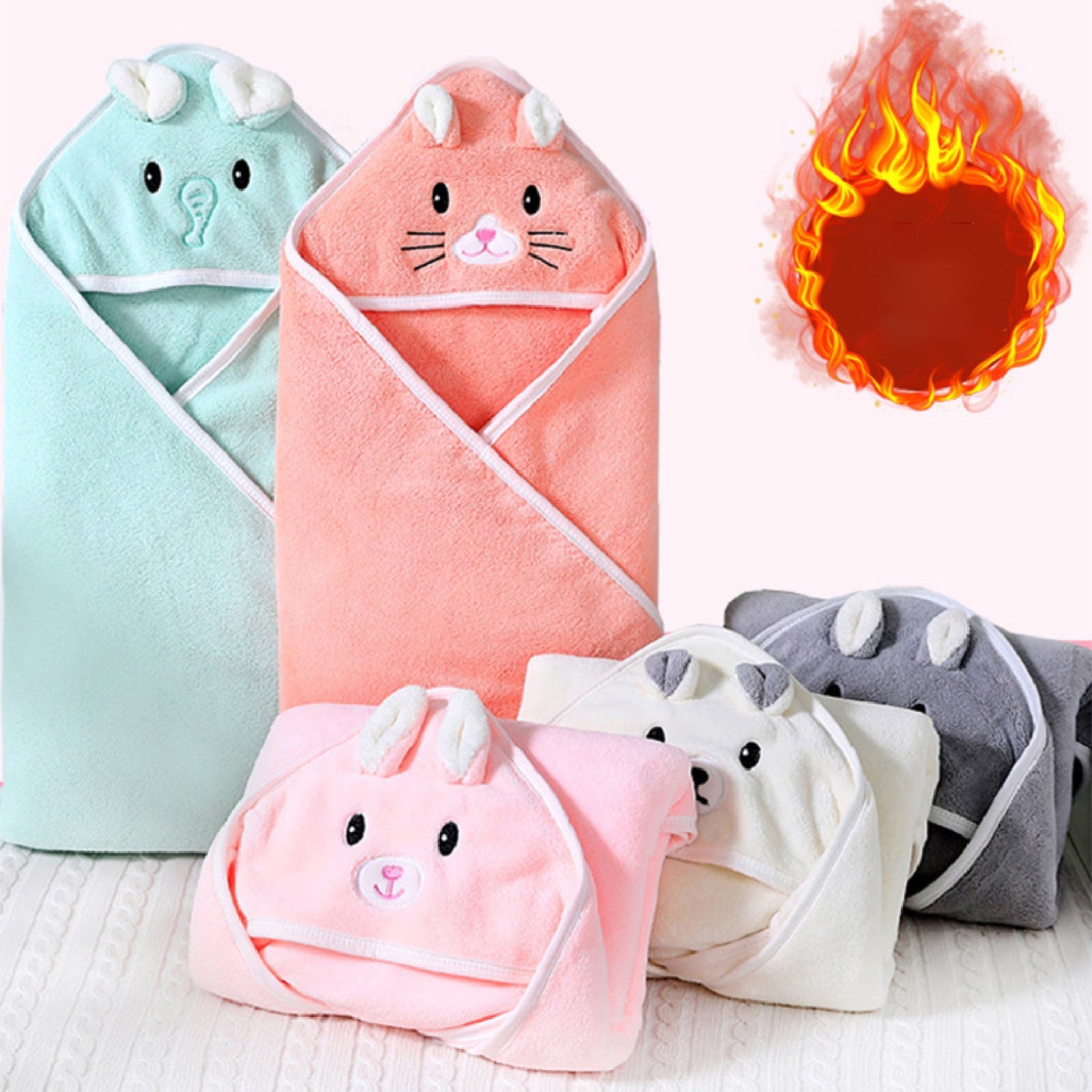 Serviette de bain pour bébé BABYDISE avec animaux de dessin animé 